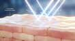 © Loki_Creo - Medical illustration of sunscreen protective layer blocking UV ray beam on skin surface