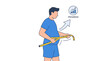 © Lucas - Man measuring his waist with a tape measure to track weight loss progress