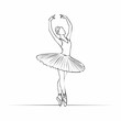 © madu - Elegant ballerina in tutu performing ballet pose on pointe shoes in line art style with ballet dancer classical dance performing arts ballerina