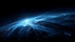 © Santi - Abstract satellite data transmission concept background glowing blue network over earth globe with digital connection lines and light trail on dark space