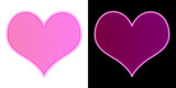 Glowing magenta neon heart icon on black background, isolated love symbol for valentine design