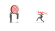 © kora_sun - Business team together throwing red line graph arrow to hit target for crisis management risk rebalancing and financial loss prevention in difficult economic market situation