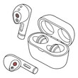 © Khodeza - Isometric wireless in ear headphones icon set with headphones wireless charging isometric