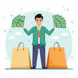 © rezadeqo - Man Holding Money and Shopping Bags