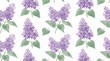© Project - Seamless Pattern of Watercolor Lilac Flowers.