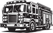 © MD. KIROZZAMAN - Fire truck, emergency vehicle, black and white vector illustration