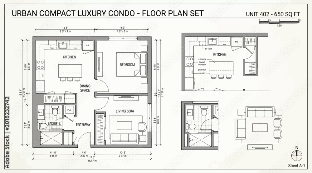 Urban compact luxury condo floor plan layout Stock Vector | Adobe Stock