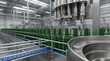 © LiudmilaM - Modern beverage bottling line with green bottles in factory