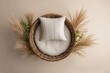 © sandor - Rustic Woven Basket Prop with Pampas Grass and Pillow for Newborn Photography