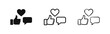 © drawing lines - Feedback icons for social engagement including thumbs up, heart and message bubble in various styles.