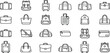 © Rofiqul Studio - Travel Bag and Luggage Line Icon Collection with Suitcases, Backpacks, Handbags, and Carry-On Symbols for Tourism and Vacation Designs