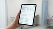 © Rafli - A close-up of a hand holding a tablet displaying medical data, charts, and patient information in a modern healthcare setting.