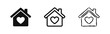 © drawing lines - House with heart icon representing home love and family in glyph, outline and hand drawn sketch styles