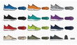 © Hanif - Athletic sneakers set vector illustration fitness running sport shoes collection flat design