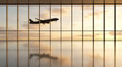 © Mike Stock - Airport terminal with plane silhouette, symbolizing journey, business travel, flight, and international tourism.