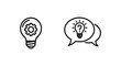 © AlMaruf - Ai and smart suggestion lightbulb idea icon set with suggestion lightbulb brainstorm intelligence innovation question dialogue creativity solution strategy computer minimalist pictogram
