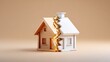 © FoxGrafy - Divided home structure with golden coins illustrating real estate investment, shared property, and asset valuation.