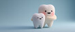 © Alexandra - Two adorable cartoon tooth characters with happy faces on a light blue background, perfect for dental or children's themes.