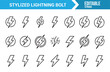 © R Hasan - Minimal Electric Bolt Icon Set for Energy Power and Storm Concepts