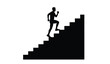 © Thysl2000 - man running up a staircase black silhouette on a white background silhouette high quality professional detailed modern elegant stylish clean crisp vibrant colorful digital
