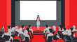 © Guilherme - Business presentation in a conference hall with a speaker on stage and audience sitting in rows