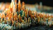 © Serva - Abstract data pillars rising in a dark digital landscape with a macro shot and sharp focus for technology and data science marketing
