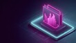 © buraratn - Digital data visualization concept with glowing folder icon representing analytics and statistics on a modern smartphone display in neon style