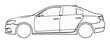 © Roman - Sedan car vehicle vector line art icon. Generative AI