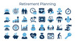 © Iconique Studio - Retirement Planning Icons Concept for Financial Security and Future Investments with Growth and Savings Symbols