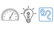 © Hena74 - Speedometer light bulb idea map location route icons with speedometer measurement velocity