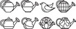 © Nur - Black and white bicycle frame line drawing icons set vector Vector