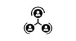 © Farzana - A graphic representation of a network structure connecting three individuals in a team
