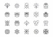 © mbak - Black line icons of gifts and decorations.