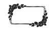 © Jersco - Elegant Rectangular Frame with Black Rose Silhouette Floral Border and Leaves Illustration for Wedding and Greeting Card Design