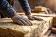 © andyaziz6 - Construction worker installing rock wool insulation in wall cavity of house for thermal efficiency