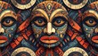© wanna - An ancient tribal mask carved from old wood represents a traditional piece of Asian religious art and culture featuring intricate facial sculpture and handcrafted history