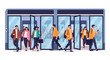 © fiyan - Commuters exiting subway, urban lifestyle, busy city people, modern transport, business travel