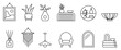 © Shekhar438 - Modern minimalist home decor interior accessories set, featuring linear icons of furniture, plants, vases, lamps, mirror, armchair, wall art, and cozy aesthetic lifestyle elements.