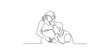 © SR - Continuous line drawing of a pregnant woman and man sitting together in a tender moment isolated on white background