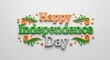 © Ahmed - Happy independence day india 3d typography with floral elements august 15th celebration