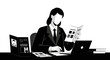 © Faris - Businesswoman working at desk with laptop and documents.