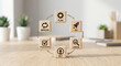 © YASAWARDHANA - Continuous improvement PDCA cycle concept with wooden blocks on desk