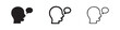 © liubomir118809 - Icons: silhouette of a head with a speech bubble, representing talking and ideas, three styles