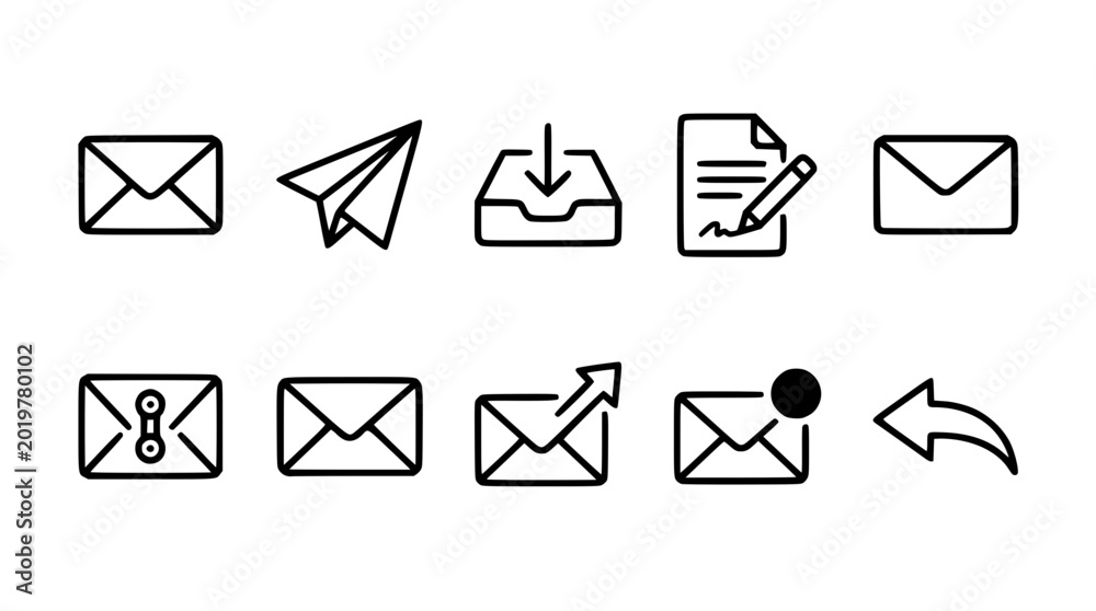 Email icons and symbols for digital communication needs Stock Vector ...