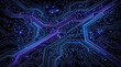 © ranjeewastock - circuit board with blue and purple lights on a black background