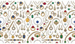 © MdRabbi - Luxury jewelry seamless pattern vector with diamond rings earrings necklaces and gemstones