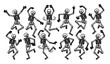 © MdShakil - Dancing Halloween Skeletons Black Contour Vector Illustration for Posters
