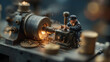 © Viriyastock88 - mining development gold mine doll. model miniature mineral white background macro men at work. miner mine wealth gold thinking. businessman investment asset children funds.