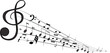 © pishu Studio - music notes on white background.Music notes vector illustration with treble clef