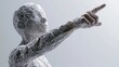 © Nick Freund - Eine weiße menschliche Figur aus zerknittertem Papier streckt den Arm mit ausgestrecktem Zeigefinger dynamisch zur Seite.